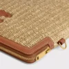 Small Pouch with Strap in Raffia Effect Textile and Calfskin
