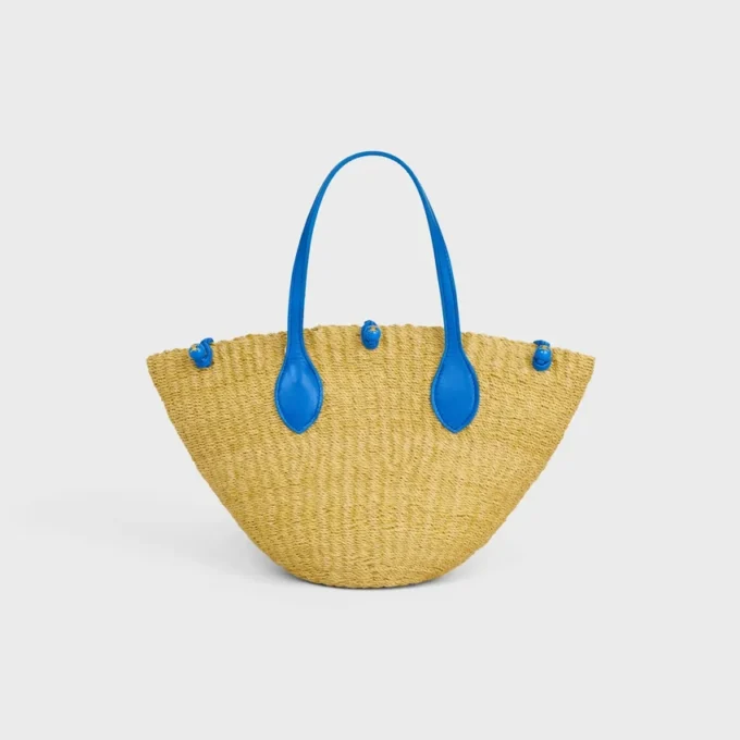 Small Triomphe Beads Basket in Sisal and Calfskin Small Triomphe Beads Basket in Sisal and Calfskin