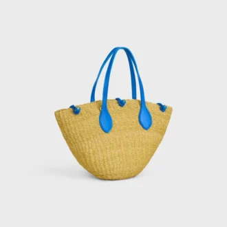 Small Triomphe Beads Basket in Sisal and Calfskin