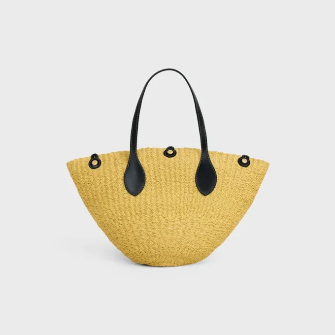 Small Triomphe Beads Basket in Sisal and Calfskin Small Triomphe Beads Basket in Sisal and Calfskin