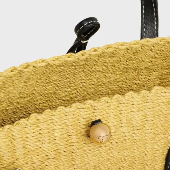 Small Triomphe Beads Basket in Sisal and Calfskin Small Triomphe Beads Basket in Sisal and Calfskin