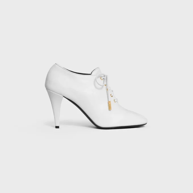 Soft Oxford Lace-Up Heeled Ballerina in Calfskin – Vegetal Tanning