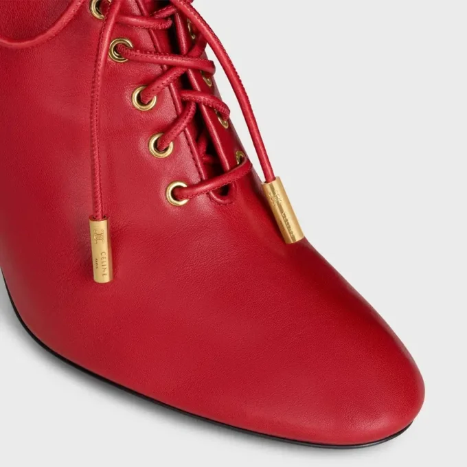 Soft Oxford Lace-Up Heeled Ballerina in Calfskin – Vegetal Tanning