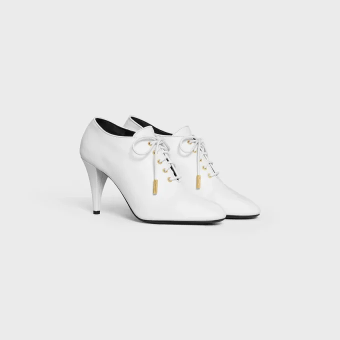 Soft Oxford Lace-Up Heeled Ballerina in Calfskin – Vegetal Tanning