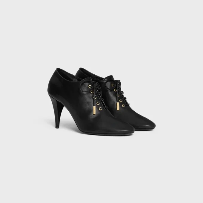 Soft Oxford Lace-Up Heeled Ballerina in Calfskin – Vegetal Tanning