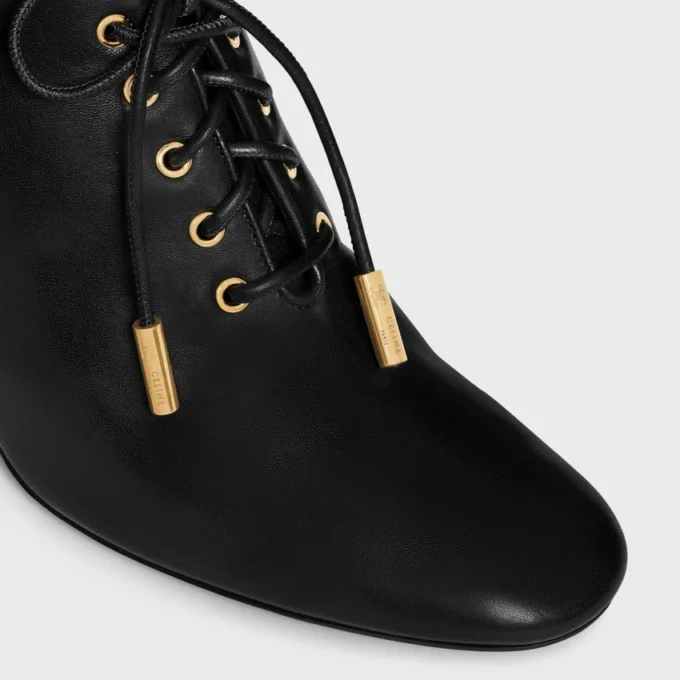 Soft Oxford Lace-Up Heeled Ballerina in Calfskin – Vegetal Tanning