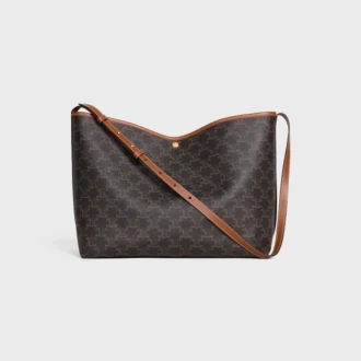 Soft Shopper Bag in Triomphe Canvas and Calfskin