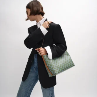 Soft Shopper Bag in Triomphe Canvas and Calfskin