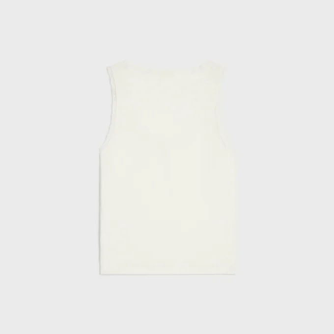 Tank Top in Ribbed Cotton and Silk