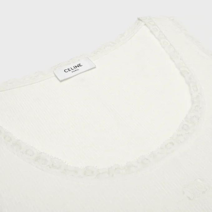 Tank Top in Ribbed Cotton and Silk