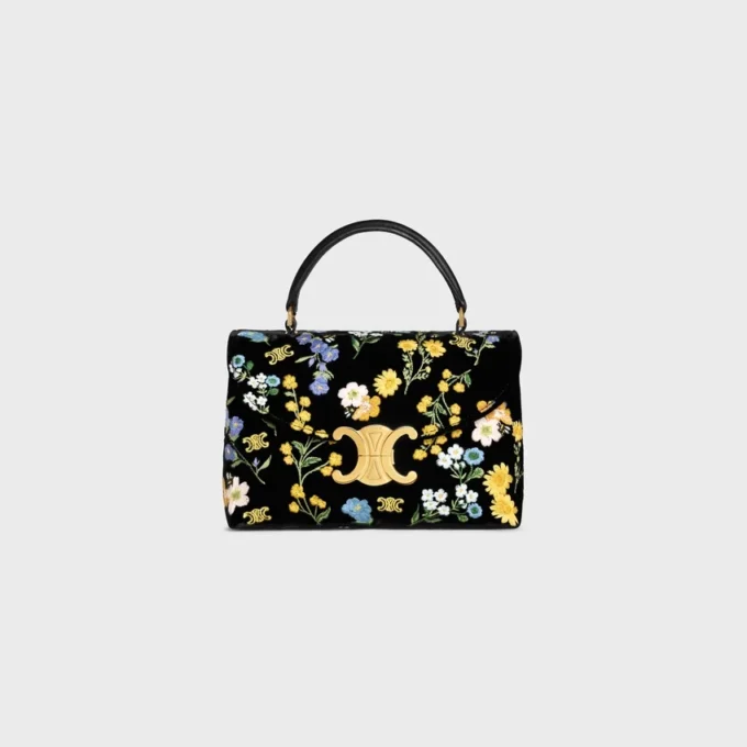 Teen Nino Bag in Velvet with Floral Embroidery