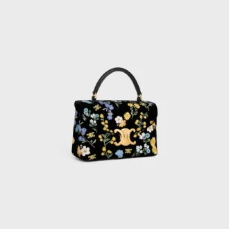 Teen Nino Bag in Velvet with Floral Embroidery