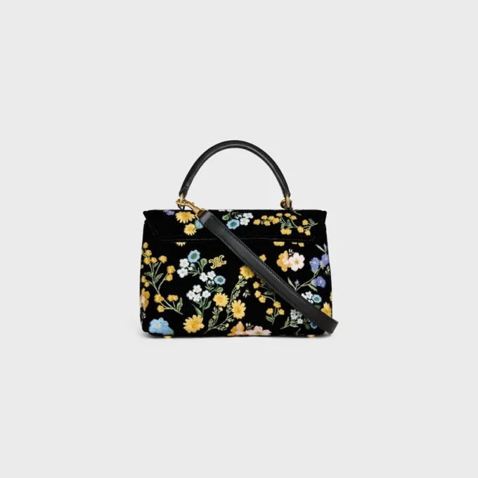 Teen Nino Bag in Velvet with Floral Embroidery