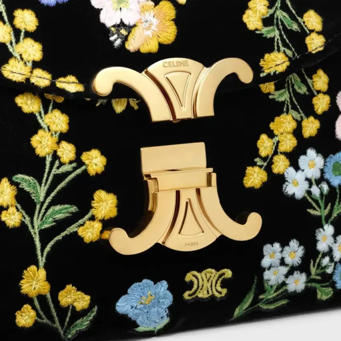 Teen Nino Bag in Velvet with Floral Embroidery