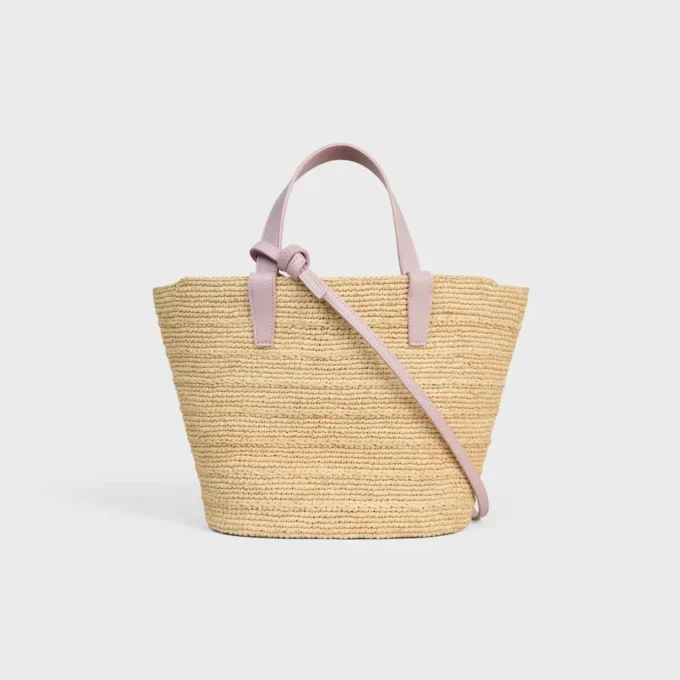 Teen Supple Celine Classic Panier in Raffia and Calfskin