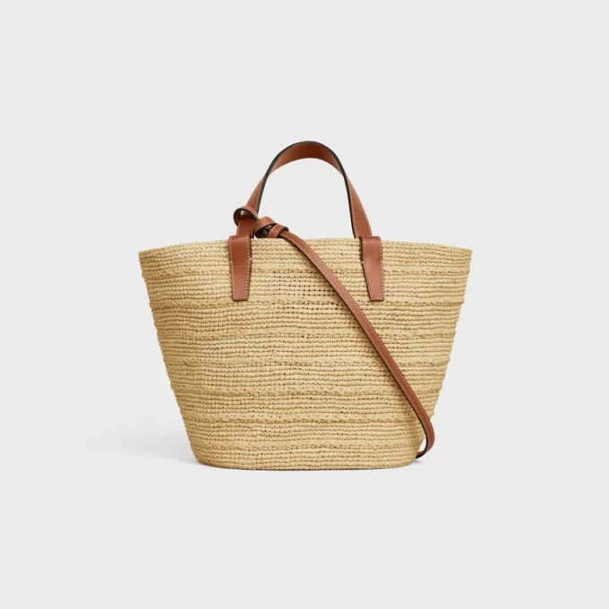 Teen Supple Celine Classic Panier in Raffia and Calfskin