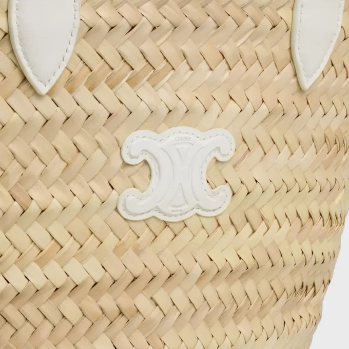 Teen Triomphe Panier in Palm Leaves and Calfskin