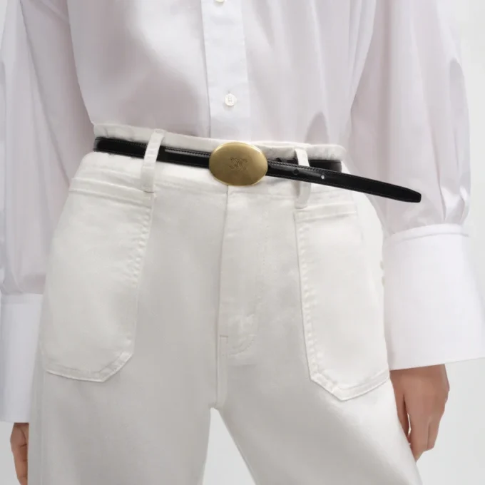 Thin Plate Belt 13Mm in Taurillon Leather
