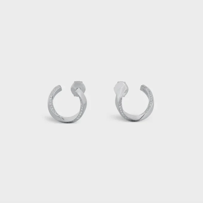Torsion Earrings in White Gold and Diamonds Torsion Earrings in White Gold and Diamonds