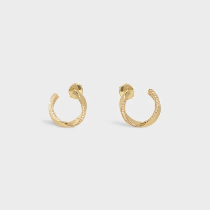 Torsion Earrings in Yellow Gold and Diamonds