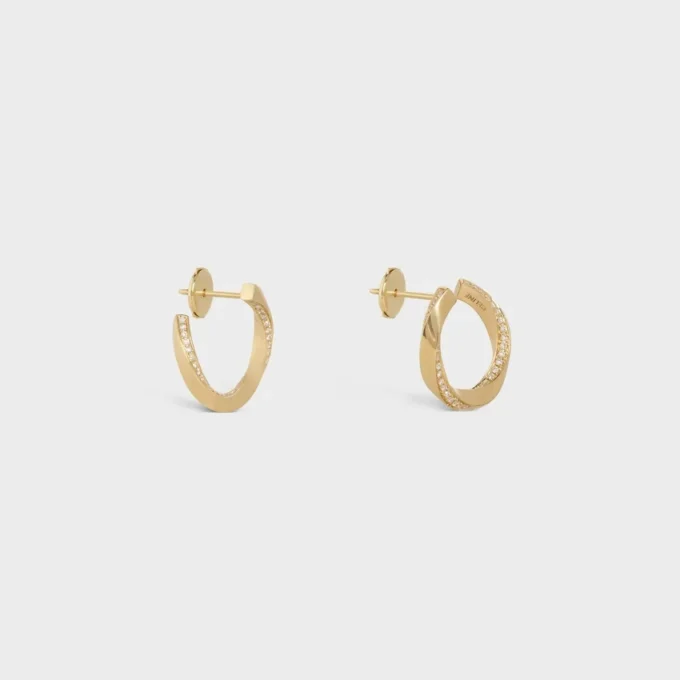 Torsion Earrings in Yellow Gold and Diamonds