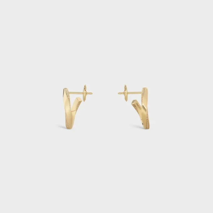 Torsion Earrings in Yellow Gold and Diamonds