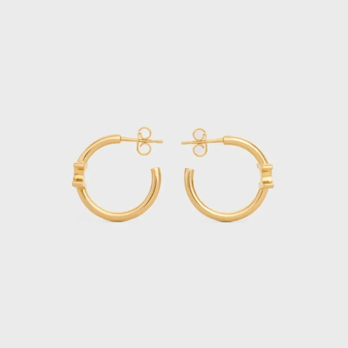 Triomphe Asymmetric Hoops in Brass with Gold Finish
