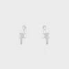 Triomphe Asymmetric Hoops in Brass with Rhodium Finish
