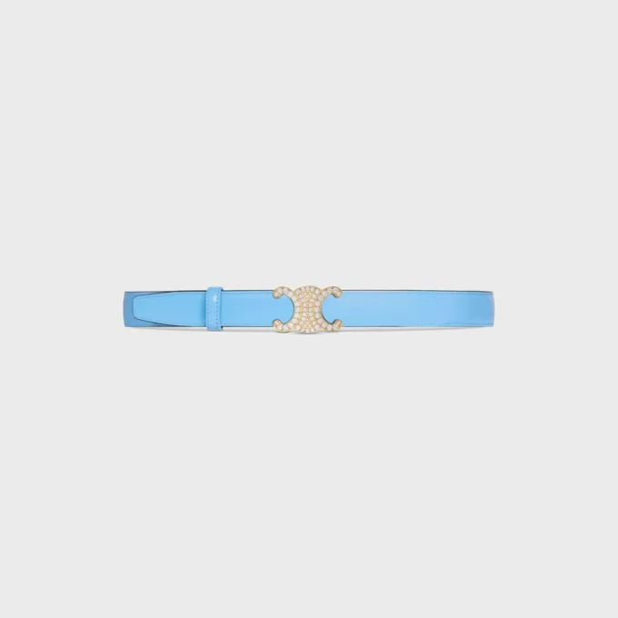 Triomphe Buckle in Brass with Strass & Reversible Strap 25Mm in Taurillon