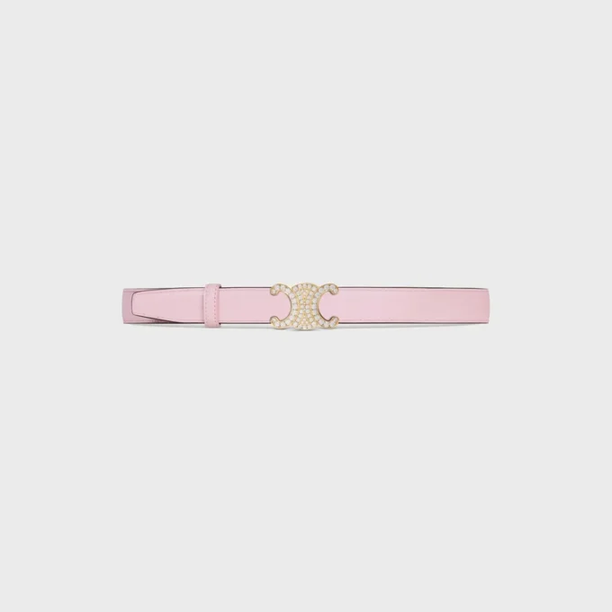 Triomphe Buckle in Brass with Strass & Reversible Strap 25Mm in Taurillon