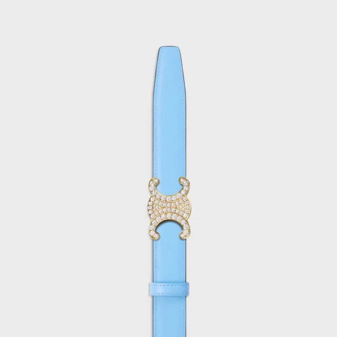 Triomphe Buckle in Brass with Strass & Reversible Strap 25Mm in Taurillon