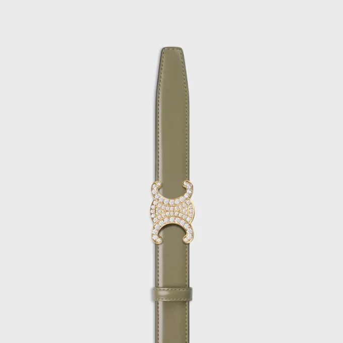 Triomphe Buckle in Brass with Strass & Reversible Strap 25Mm in Taurillon