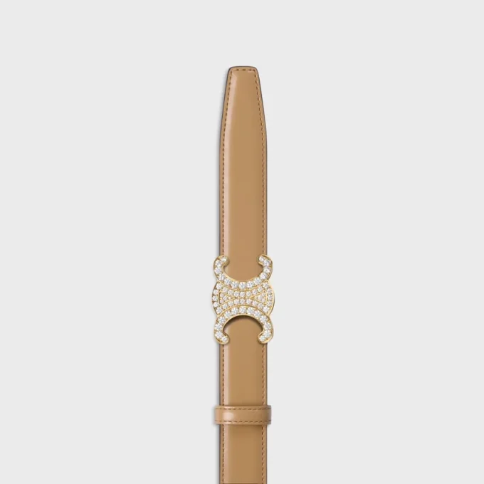 Triomphe Buckle in Brass with Strass & Reversible Strap 25Mm in Taurillon