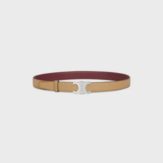 Triomphe Buckle in Metal & Reversible Strap 25Mm in Smooth and Grained Calfskin