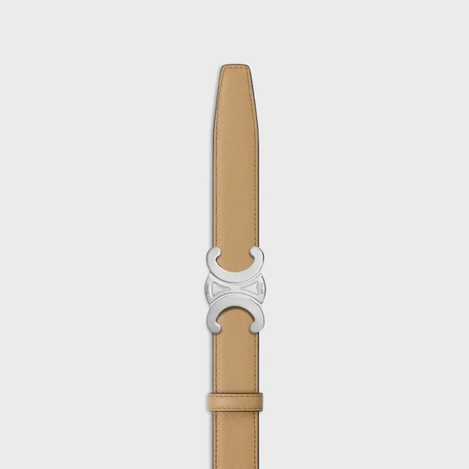 Triomphe Buckle in Metal & Reversible Strap 25Mm in Smooth and Grained Calfskin Triomphe Buckle in Metal & Reversible Strap 25Mm in Smooth and Grained Calfskin