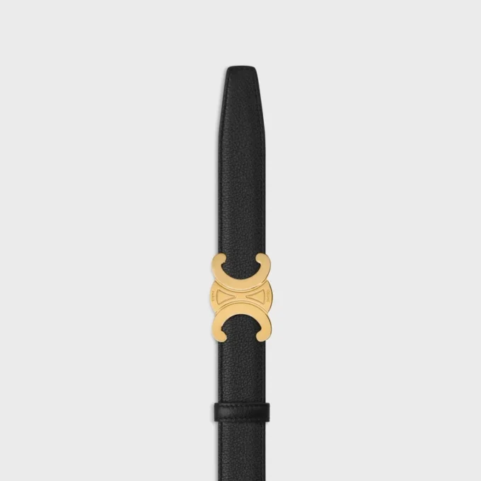 Triomphe Buckle in Metal & Reversible Strap 25Mm in Smooth and Grained Calfskin Triomphe Buckle in Metal & Reversible Strap 25Mm in Smooth and Grained Calfskin