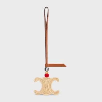 Triomphe Charm in Raffia and Natural Calfskin Triomphe Charm in Raffia and Natural Calfskin