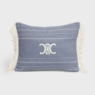 Triomphe Cushion in Striped Cotton Triomphe Cushion in Striped Cotton