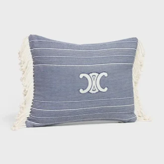 Triomphe Cushion in Striped Cotton Triomphe Cushion in Striped Cotton