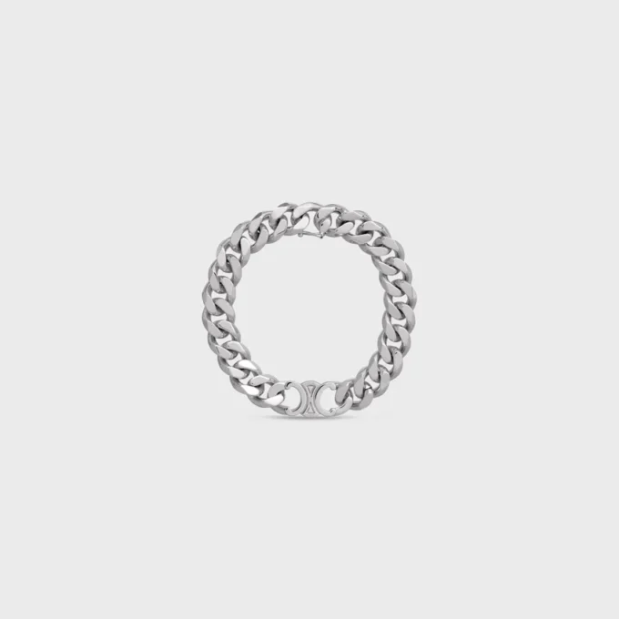 Triomphe Gourmette Bracelet in Brass with Rhodium Finish