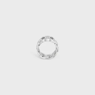 Triomphe Gourmette Ring in Brass with Rhodium Finish Triomphe Gourmette Ring in Brass with Rhodium Finish