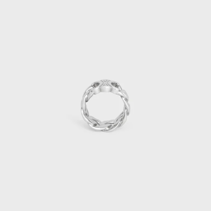Triomphe Gourmette Ring in Brass with Rhodium Finish