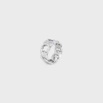 Triomphe Gourmette Ring in Brass with Rhodium Finish Triomphe Gourmette Ring in Brass with Rhodium Finish