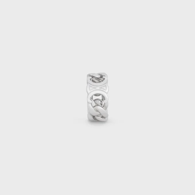 Triomphe Gourmette Ring in Brass with Rhodium Finish