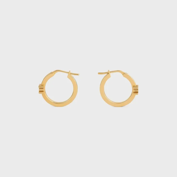 Triomphe Hoops in Enamel and Brass with Gold Finish