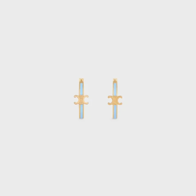 Triomphe Hoops in Enamel and Brass with Gold Finish