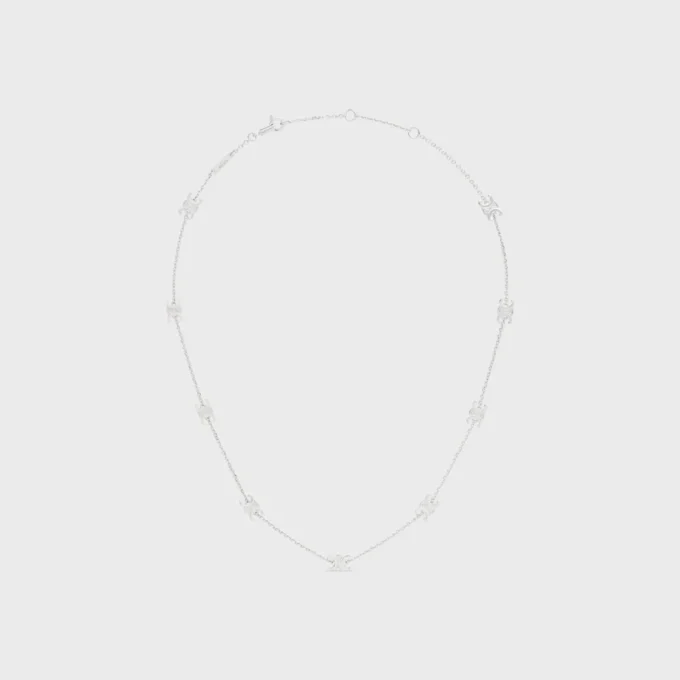 Triomphe Mini Triomphe Necklace in Brass with Rhodium Finish Triomphe Mini Triomphe Necklace in Brass with Rhodium Finish