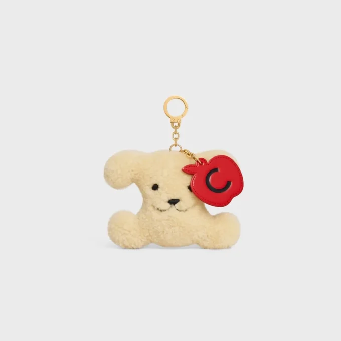 Triomphe Pom-Pom Charm Apple in Shearling and Calfskin Triomphe Pom-Pom Charm Apple in Shearling and Calfskin