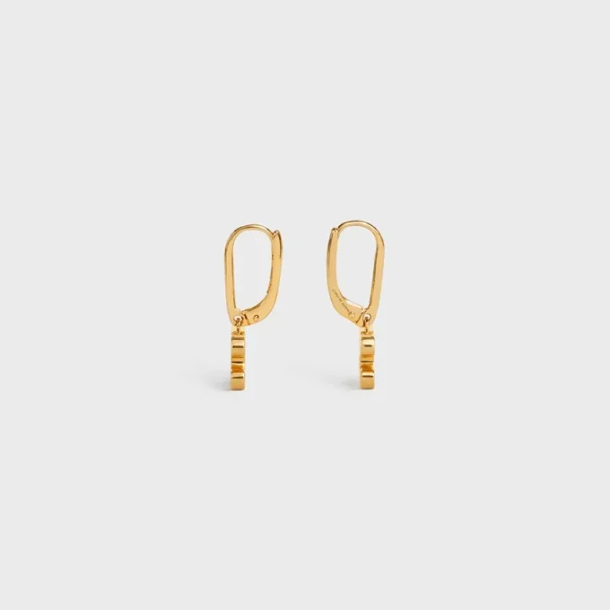Triomphe Rhinestone Earrings in Brass with Gold Finish and Crystals