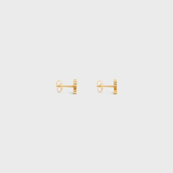 Triomphe Rhinestone Studs in Strass and Brass with Gold Finish